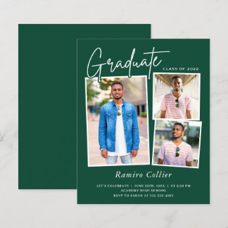 Trendig Grönt White 3 Photo Studenten Firande