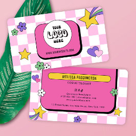 Trendig Groovy Logotyp Retro Rosa Lash Nagel Salon Visitkort