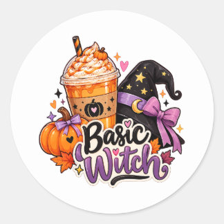 Trendig Grundläggande Häxa Pumpa Krydda Halloween- Runt Klistermärke