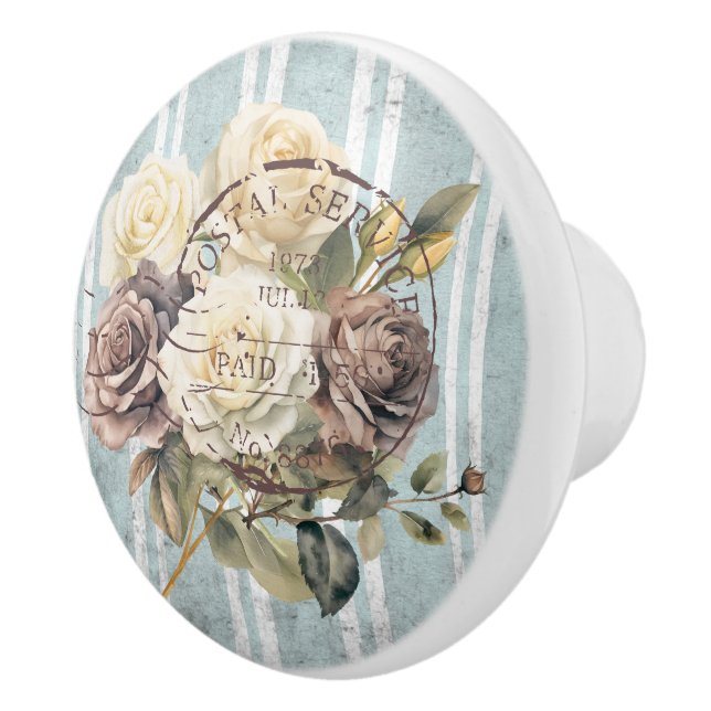 Trendig grunge-randig fransk konst blomstermönster knopp (Höger)