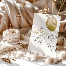 Trendig gul ballong 60-årsdag inbjudningar