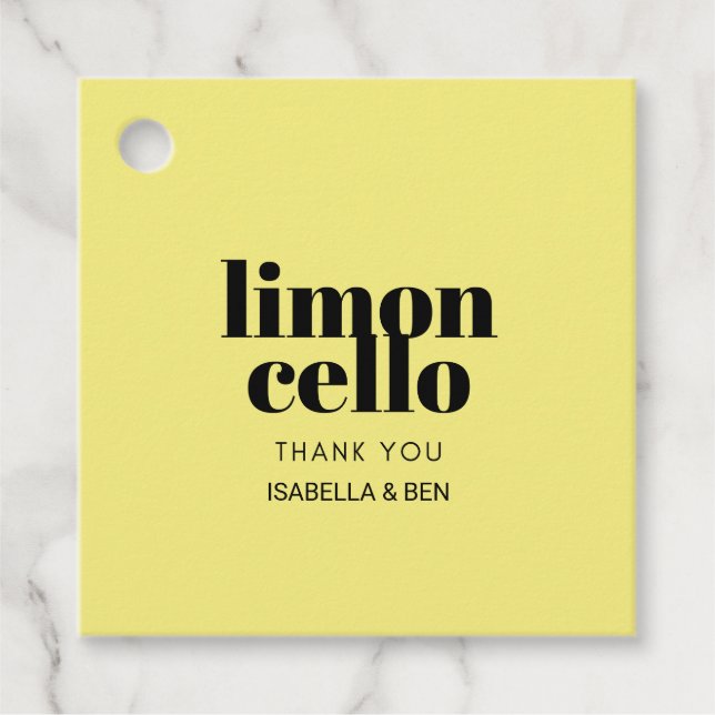 Trendig gul hemlagad Limoncello Gåvor Etiketter (Framsida)
