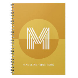 Trendig gul senap geometrisk modern monogram anteckningsbok