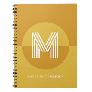 Trendig gul senap geometrisk modern monogram anteckningsbok