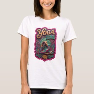 Trendig gul YOGA TIME Textdesign T Shirt