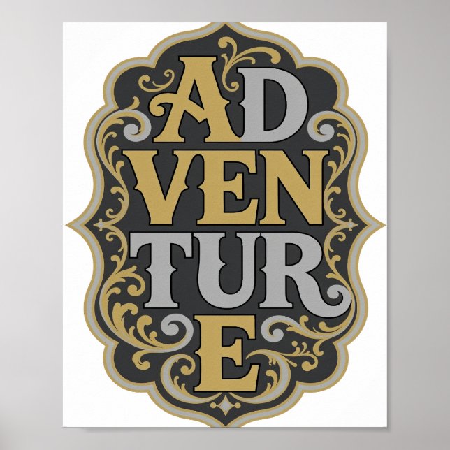 Trendig guld ADVENTURE-utskrift Poster (Framsidan)