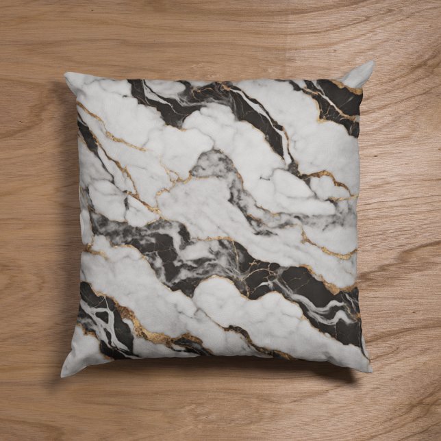 Trendig Guld Black and White Marble Kudde (Skapare uppladdad)