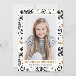 Trendig Guld Black White Gräs julfoto Inbjudningar