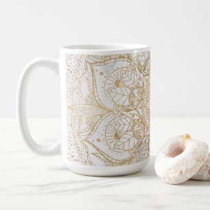 Trendig Guld Blommigt Mandala Marble Design Kaffemugg