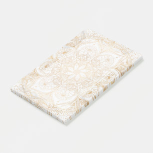 Trendig Guld Blommigt Mandala Marble Design Post-it Block