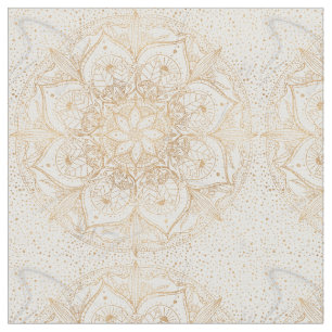 Trendig Guld Blommigt Mandala Marble Design Tyg