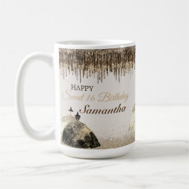 Trendig Guld Boll Gown Sweet 16 Birthday Drips Kaffemugg
