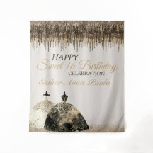 Trendig Guld Brown Drips Ballgown Sweet 16 Birthda