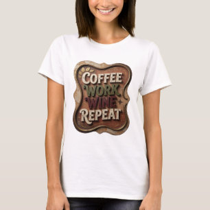 Trendig guld COFFEE ARBETE VIN REPETERAR Statement T Shirt