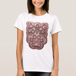Trendig guld DOG LOVER 3D text konst T Shirt