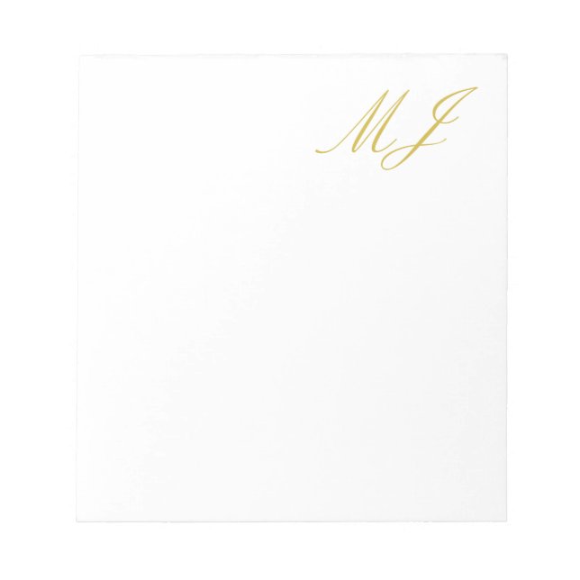Trendig guld färg monogram minimalistisk modern anteckningsblock (Framsida)