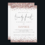 Trendig Guld Glitter 20 första Party Inbjudningar<br><div class="desc">Trendig Ro Guld Glitter 20 första Party. Glam för er 21:a firande med en gräns av guld faux glitter ligger överst på båda sidor. Tjugo först finns i ett modernt set skript i snyggten och resten av texten kan du enkelt anpassa.</div>