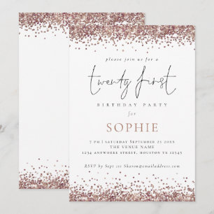 Trendig Guld Glitter 20 första Party Inbjudningar