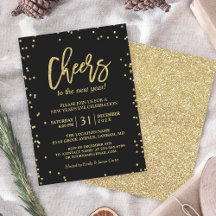 Trendig Guld Glitter Cheers Nyårsafton Fest