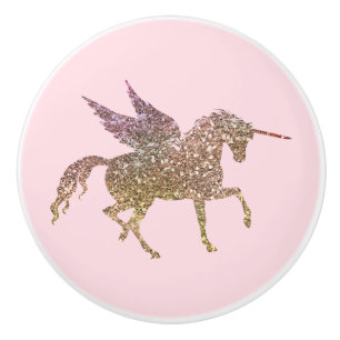 Trendig Guld Glitter Glans Enhörning Pegasus Häst Knopp