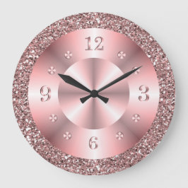 Trendig Guld Glitter Gnistra  Stor Klocka