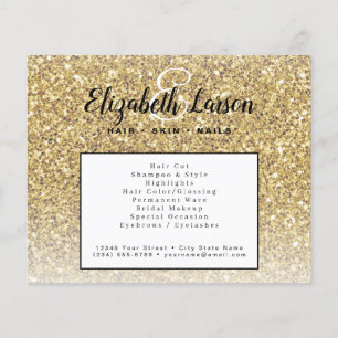 Trendig Guld Glitter Makeup Artist Hair Salon Flye Flygblad