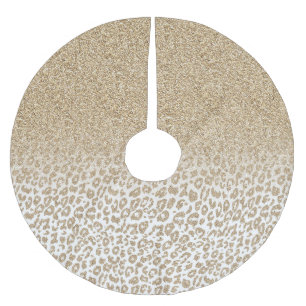 Trendig Guld Glitter och Leopard Skriv ut överton Julgransmatta Borstad Polyester