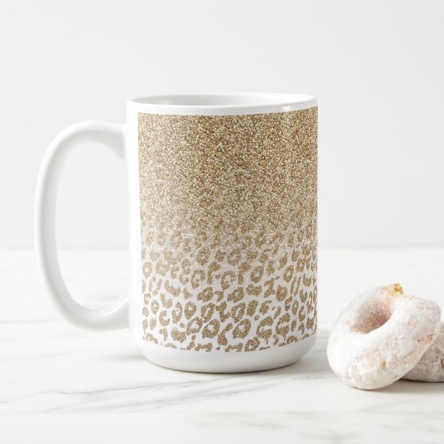 Trendig Guld Glitter och leopard Skriv ut övertoni Kaffemugg (Med munk)