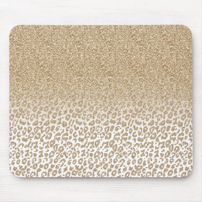 Trendig Guld Glitter och leopard Skriv ut övertoni Musmatta (Framsidan)