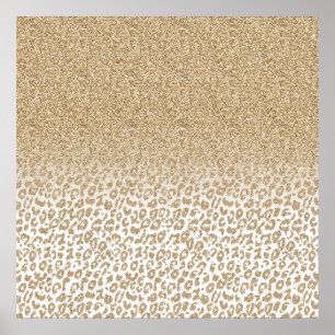 Trendig Guld Glitter och leopard Skriv ut övertoni Poster