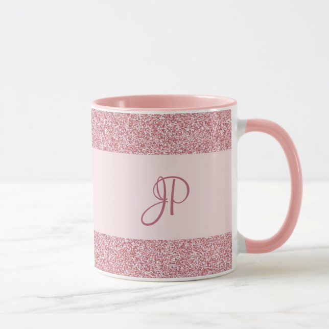 Trendig Guld Glitter-stilmall Monogram Mugg (Höger)