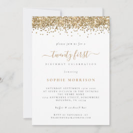 Trendig Guld Glitter tjugoförsta Födelsedagsfesten Inbjudningar