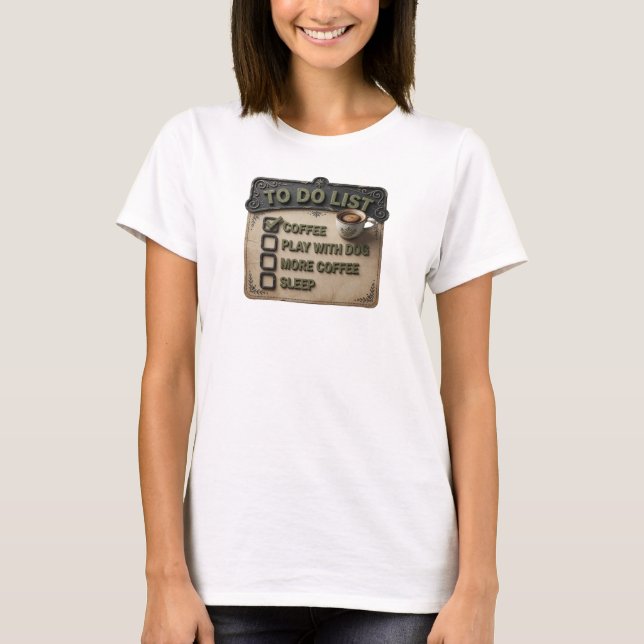 Trendig guld KAFFE LEK MED HUND Art Design T Shirt (Framsida)
