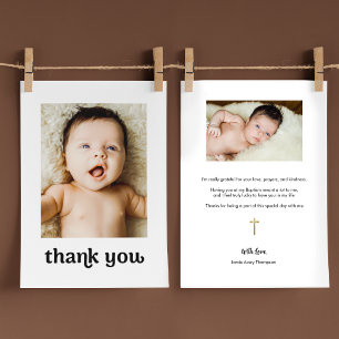 Trendig Guld kor Modern 2 Baby fotnotsbaptism Tack Kort