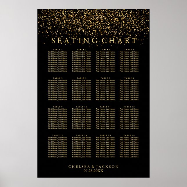 Trendig Guld Light on Black - Sittdiagram Poster (Framsidan)
