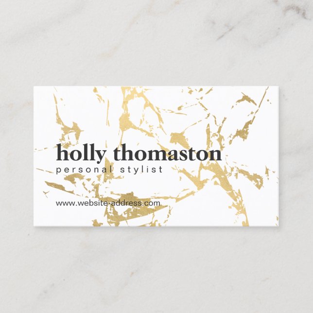 Trendig Guld Marble Mönster Visitkort (Framsida)