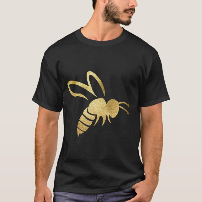 Trendig Guld Metallic Gult Jacka Bee T-Shirt (Framsida)