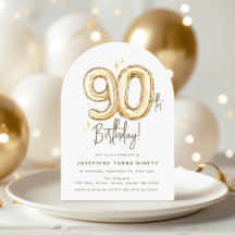 Trendig guld nittio ballong 90-års födelsedagsfest