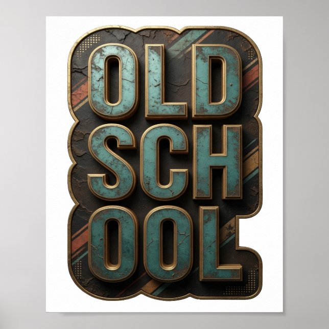 Trendig guld OLD SCHOOL grafisk design Poster (Framsidan)