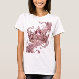Trendig guld PRINCESSKRONA MED ROSA ÄDELSSTENAR T Shirt