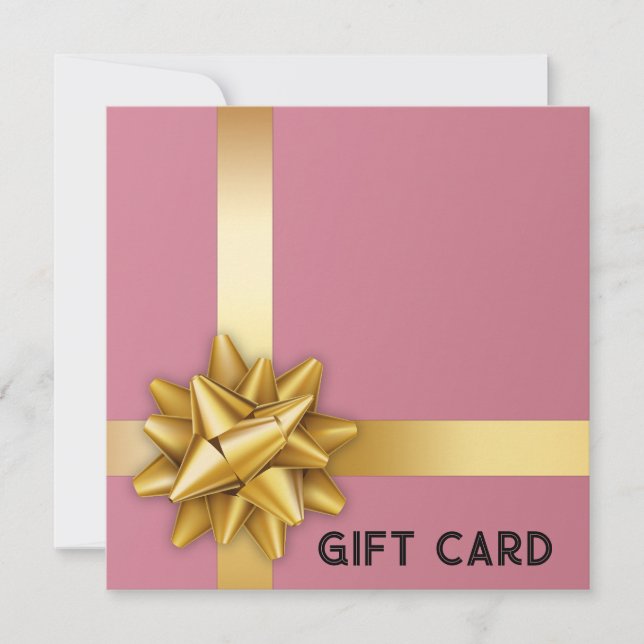 Trendig Guld Satin Ribbon Gift Bow Rosa Gift Card (Framsida)