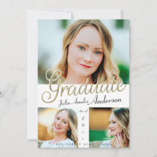 Trendig Guld-skript överlägg med tre foto Studente Meddelande