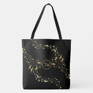 Trendig Guld Stars Monogrammed tote-bag Tygkasse