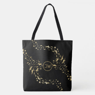Trendig Guld Stars Monogrammed tote-bag Tygkasse