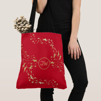 Trendig Guld Stars Monogrammed tote-bag Tygkasse