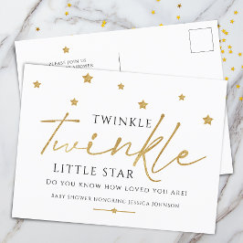 Trendig Guld Stars Twinkle Twinkle Baby Shower Inbjudan Vykort