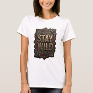 Trendig guld STAY WILD Statement T-shirt v2