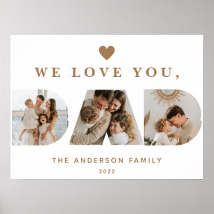 Trendig Guld Vit Anpassad Tre Pappa Skrift Fotos Poster