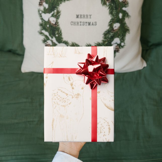 Trendig Guld Winter Hjort Sömlös Mönster jul Presentpapper (Skapare uppladdad)