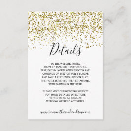 Trendig guldconfetti med vita typografidetaljer tilläggskort
